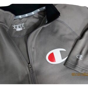 Champion Track Jacket Size M‎ Large Logo Gray  Full Zip